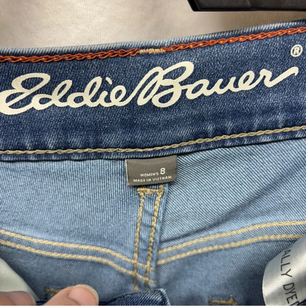 Eddie‎ Bauer Womens 8 High Rise Wide Leg Crop Jeans Medium Wash